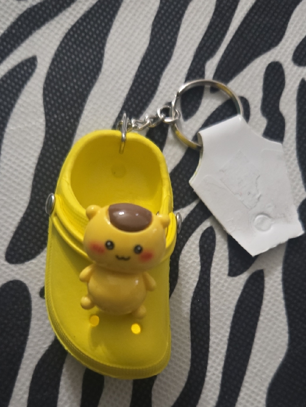 Yellow Kids Shoe Keychain with Cute Bear Charm